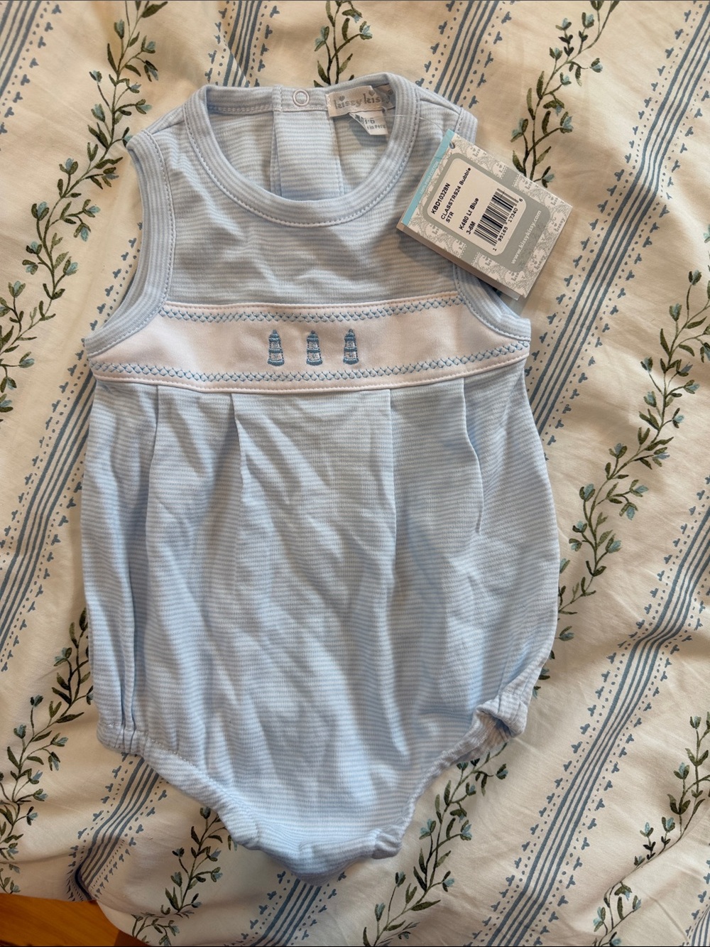 Kissy Kissy Light Blue Smocked Sleeveless Baby One-Piece